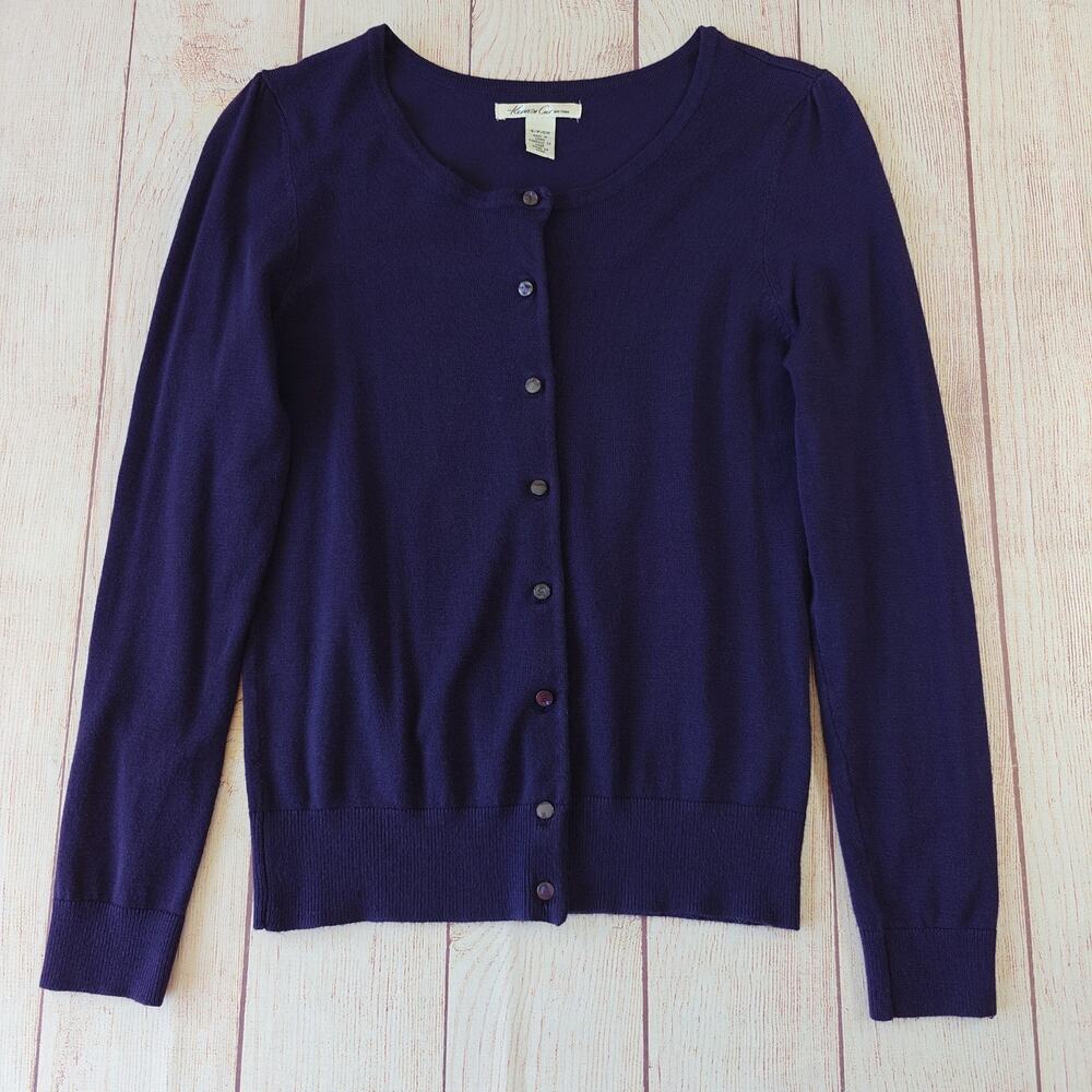 Kenneth Cole purple button front stretch sweater cardigan sz S